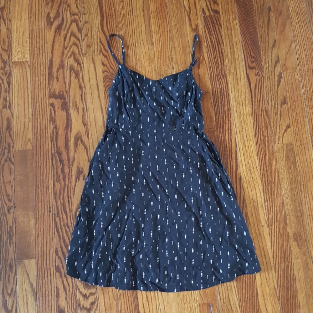 Black Printed Sundress With Pockets